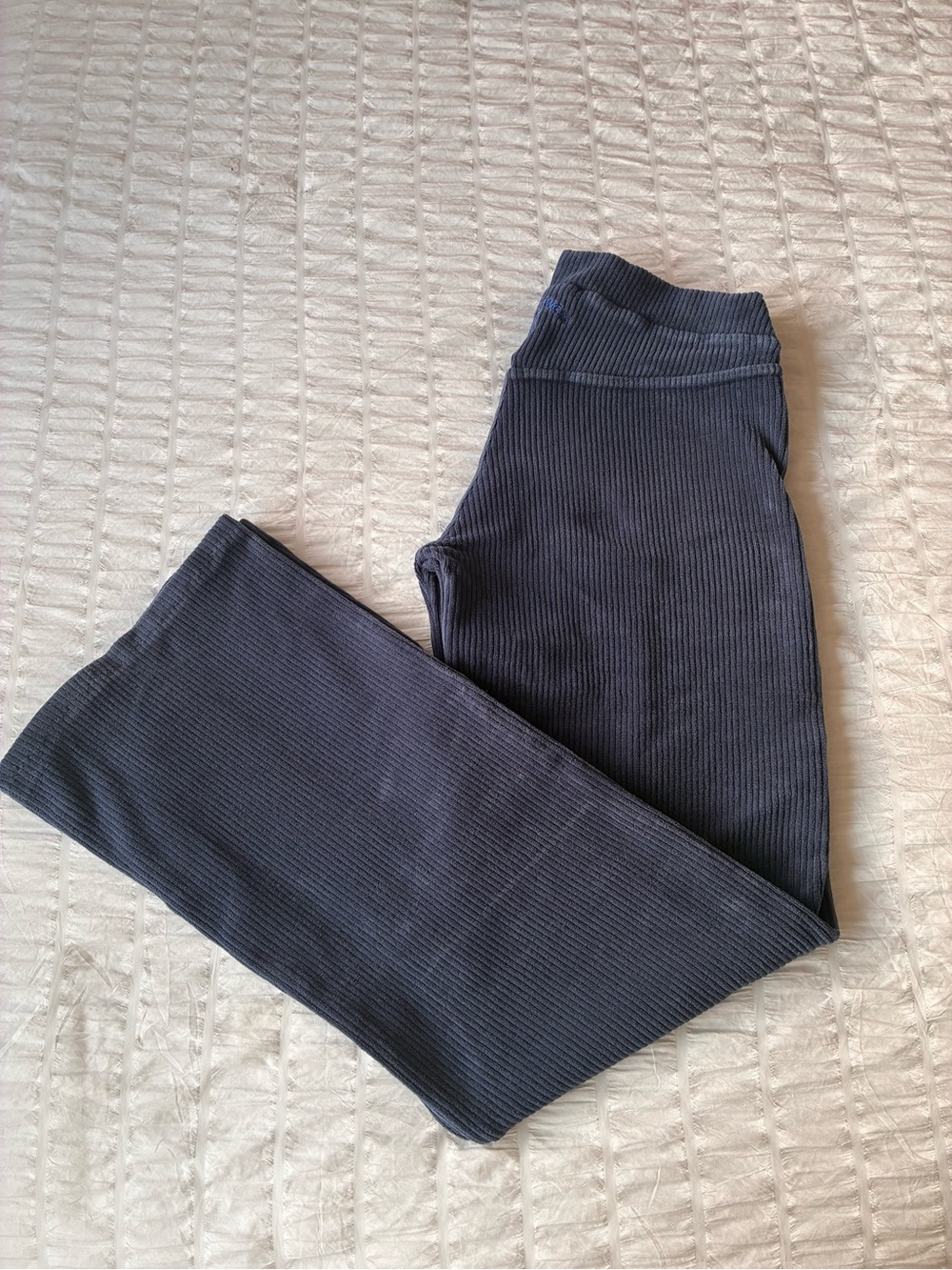 Goddesswear Ribbed Velour Flare Pants Made in Brazil Blue Size II